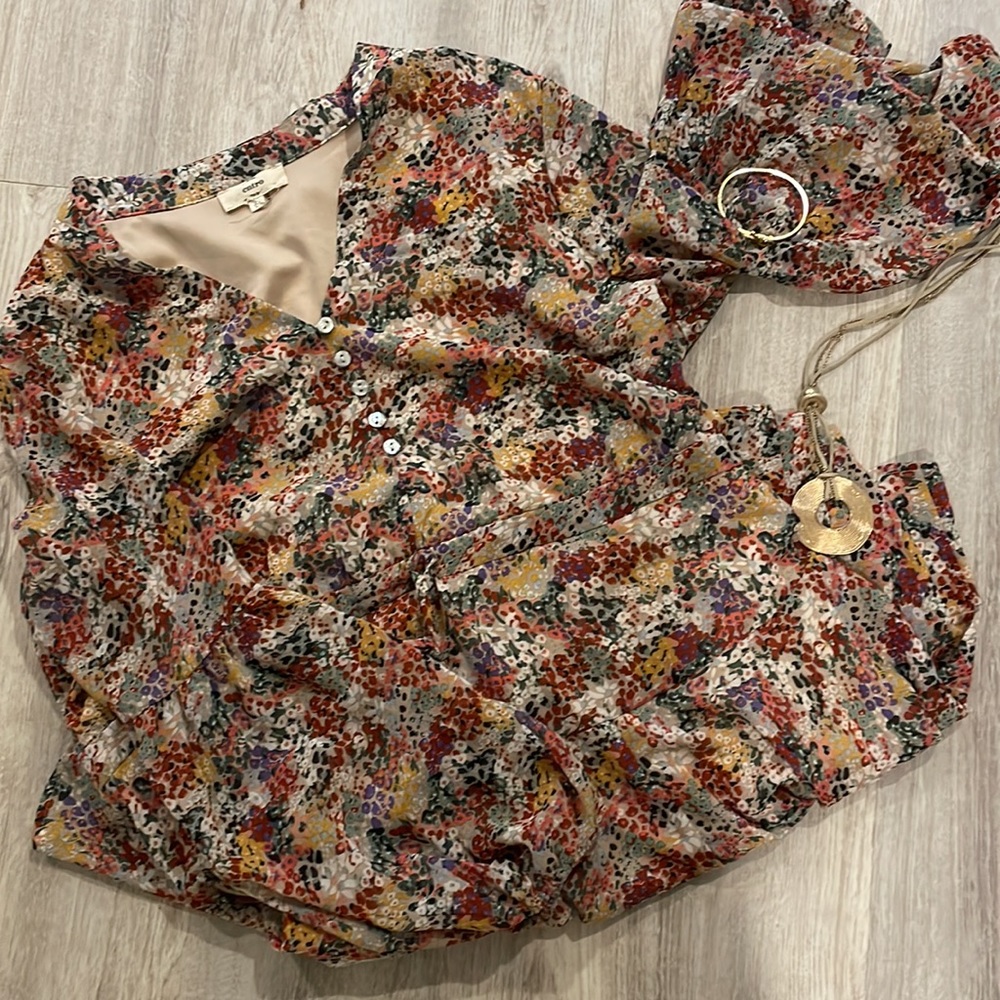 Floral style dress, long sleeves, never worn
